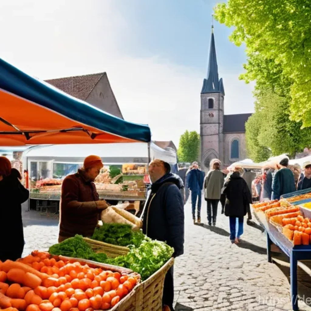 지역생산의 성과 측정 방법 - **Prompt 1: A Bustling Regional Market**
A vibrant, sunlit scene at a traditional outdoor farmer...