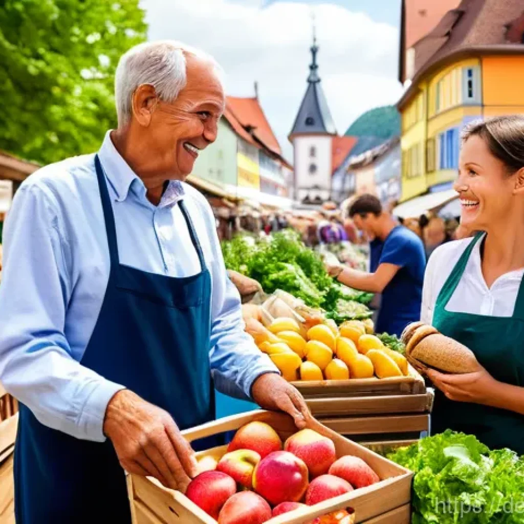 지역생산의 패러다임 변화 - **Vibrant German Farmer's Market Scene with Local Produce and Community**
A lively, outdoor farm...