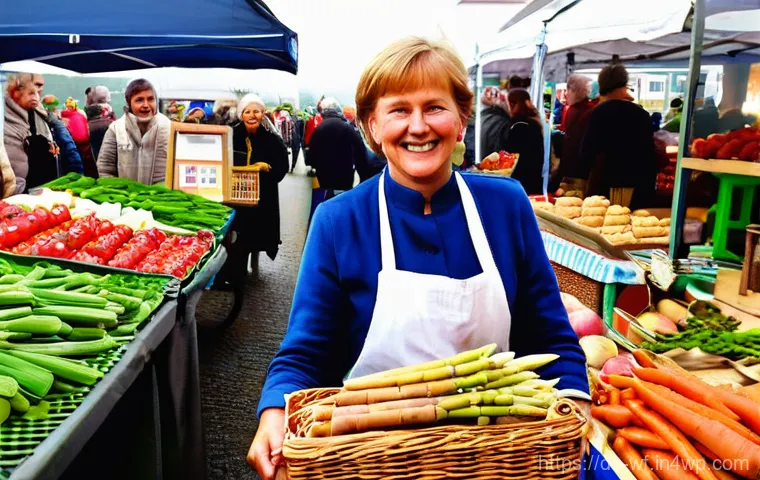 지역생산이 소비자에게 미치는 영향 - **A Vibrant German Farmer's Market Experience**
A bustling German farmer's market (Bauernmarkt) ...