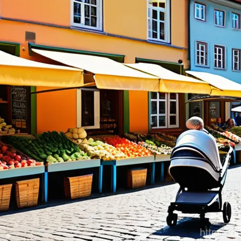 지역생산의 기후 변화 대응 전략 - **Prompt 1: Vibrant German Weekly Market Scene**
    "A bustling, sunlit weekly market in a charming...