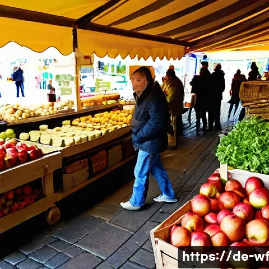 지역생산의 법적 기준 - **Prompt 1: German Farmer's Market Immersion**
A vibrant and bustling outdoor German farmer's ma...
