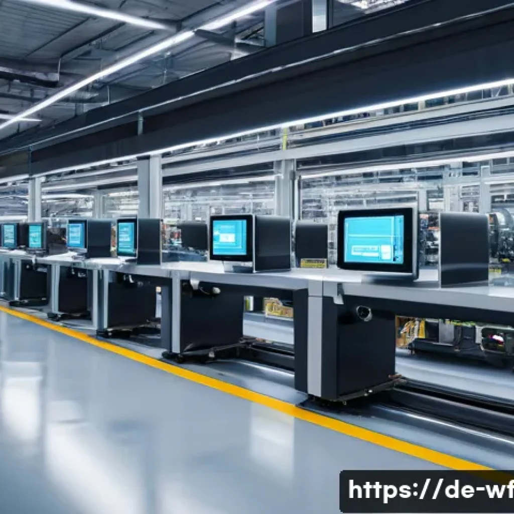 지역생산에서 기술의 역할 - A modern German automotive supplier&rsquo;s smart factory interior, showcasing a highly automated producti...