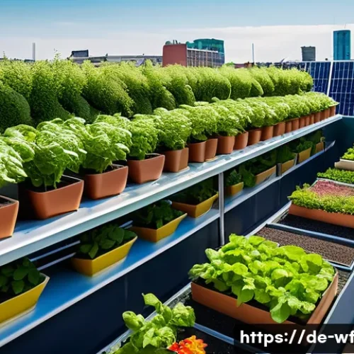 Home 33 지역생산과 도시 농업의 상관관계 - A vibrant urban rooftop garden in Berlin showcasing vertical gardening techniques: lush green walls ...