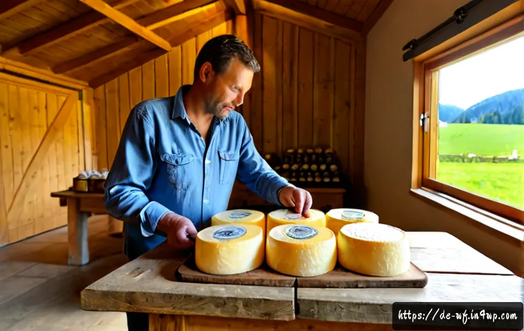 지역생산을 위한 차별화 전략 - Photorealistic German regional food producer strategy scene, a small family-owned dairy workshop in ...